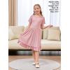 imageGORLYA Girls Casual Loose ALine Twirly Ruffle Hem Swing Skater TShirt Dress with Pockets Age 414YPink