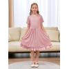 imageGORLYA Girls Casual Loose ALine Twirly Ruffle Hem Swing Skater TShirt Dress with Pockets Age 414YPink