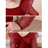 imageGORLYA Girls Mesh Ruffle Trim Bow Backless Square Neck Lantern Sleeve Slim Fitting Pencil Dress 816YWine Red
