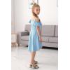 imageGORLYA Girls Cold Shoulder Flounce Trim Elegant Casual Formal Dress with Pockets for 414T KidsBlue