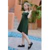 imageGORLYA Girls Cold Shoulder Flounce Trim Elegant Casual Formal Dress with Pockets for 414T KidsGreen