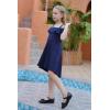 imageGORLYA Girls Cold Shoulder Flounce Trim Elegant Casual Formal Dress with Pockets for 414T KidsNavy