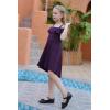 imageGORLYA Girls Cold Shoulder Flounce Trim Elegant Casual Formal Dress with Pockets for 414T KidsPurple