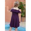 imageGORLYA Girls Cold Shoulder Flounce Trim Elegant Casual Formal Dress with Pockets for 414T KidsPurple