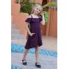 imageGORLYA Girls Cold Shoulder Flounce Trim Elegant Casual Formal Dress with Pockets for 414T KidsPurple