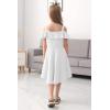 imageGORLYA Girls Cold Shoulder Flounce Trim Elegant Casual Formal Dress with Pockets for 414T KidsWhite