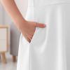 imageGORLYA Girls Cold Shoulder Flounce Trim Elegant Casual Formal Dress with Pockets for 414T KidsWhite