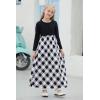 imageGORLYA Girls Short Sleeve Patchwork Floral Print Loose Casual Long Maxi Dress with Pockets for 412 Years KidsBlack Plaidlong Sleeve