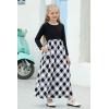 imageGORLYA Girls Short Sleeve Patchwork Floral Print Loose Casual Long Maxi Dress with Pockets for 412 Years KidsBlack Plaidlong Sleeve