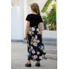 imageGORLYA Girls Short Sleeve Patchwork Floral Print Loose Casual Long Maxi Dress with Pockets for 412 Years KidsBlack Print