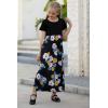 imageGORLYA Girls Short Sleeve Patchwork Floral Print Loose Casual Long Maxi Dress with Pockets for 412 Years KidsBlack Print