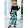 imageGORLYA Girls Short Sleeve Patchwork Floral Print Loose Casual Long Maxi Dress with Pockets for 412 Years KidsBlue Print  Long Sleeve