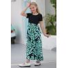 imageGORLYA Girls Short Sleeve Patchwork Floral Print Loose Casual Long Maxi Dress with Pockets for 412 Years KidsBlue Print