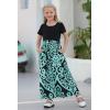 imageGORLYA Girls Short Sleeve Patchwork Floral Print Loose Casual Long Maxi Dress with Pockets for 412 Years KidsBlue Print