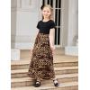 imageGORLYA Girls Short Sleeve Patchwork Floral Print Loose Casual Long Maxi Dress with Pockets for 412 Years KidsLeopard