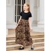 imageGORLYA Girls Short Sleeve Patchwork Floral Print Loose Casual Long Maxi Dress with Pockets for 412 Years KidsLeopard