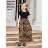 imageGORLYA Girls Short Sleeve Patchwork Floral Print Loose Casual Long Maxi Dress with Pockets for 412 Years KidsLeopard