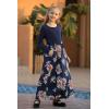 imageGORLYA Girls Short Sleeve Patchwork Floral Print Loose Casual Long Maxi Dress with Pockets for 412 Years KidsNavy Print  Long Sleeve