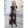 imageGORLYA Girls Short Sleeve Patchwork Floral Print Loose Casual Long Maxi Dress with Pockets for 412 Years KidsPink Flower