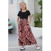 imageGORLYA Girls Short Sleeve Patchwork Floral Print Loose Casual Long Maxi Dress with Pockets for 412 Years KidsPink Print