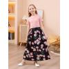 imageGORLYA Girls Short Sleeve Patchwork Floral Print Loose Casual Long Maxi Dress with Pockets for 412 Years KidsPinkpink Flower