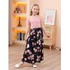 imageGORLYA Girls Short Sleeve Patchwork Floral Print Loose Casual Long Maxi Dress with Pockets for 412 Years KidsPinkpink Flower