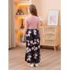 imageGORLYA Girls Short Sleeve Patchwork Floral Print Loose Casual Long Maxi Dress with Pockets for 412 Years KidsPinkpink Flower