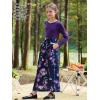 imageGORLYA Girls Short Sleeve Patchwork Floral Print Loose Casual Long Maxi Dress with Pockets for 412 Years KidsPurple Print  Long Sleeve