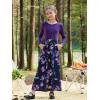 imageGORLYA Girls Short Sleeve Patchwork Floral Print Loose Casual Long Maxi Dress with Pockets for 412 Years KidsPurple Print  Long Sleeve