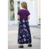 imageGORLYA Girls Short Sleeve Patchwork Floral Print Loose Casual Long Maxi Dress with Pockets for 412 Years KidsPurple Print