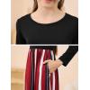 imageGORLYA Girls Short Sleeve Patchwork Floral Print Loose Casual Long Maxi Dress with Pockets for 412 Years KidsRed Stripe  Long Sleeve