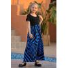 imageGORLYA Girls Short Sleeve Patchwork Floral Print Loose Casual Long Maxi Dress with Pockets for 412 Years KidsRoyal Blue Print