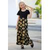 imageGORLYA Girls Short Sleeve Patchwork Floral Print Loose Casual Long Maxi Dress with Pockets for 412 Years KidsYellow Flower
