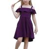 imageGORLYA Girls Cold Shoulder Flounce Trim Elegant Casual Formal Dress with Pockets for 414T KidsPurple