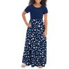 imageGORLYA Girls Short Sleeve Patchwork Floral Print Loose Casual Long Maxi Dress with Pockets for 412 Years KidsNavy Star