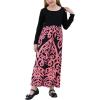 imageGORLYA Girls Short Sleeve Patchwork Floral Print Loose Casual Long Maxi Dress with Pockets for 412 Years KidsPink Print  Long Sleeve