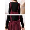 imageGORLYA Toddler Girls Long Sleeve Cute Bow Sweater Patchwork Corduroy Suspender Dress for 28TWine Red
