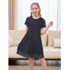 imageGORLYA Girls Shiny Mesh Ruffle Sleeve Simple Chic Casual Baby Doll Straight Swing Tulle Dress 414YNavy