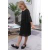 imageGORLYA Girls Bell Sleeve Front Bow Tie Casual Elegant Fit and Flare Chiffon Pleated Dress for 414T KidsBlack Color