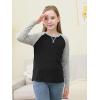 imageGORLYA 2 Pack Girls Contrast Raglan Sleeve TShirt Casual Simple Basic Tee Tops with Pocket for 816YBlackblue Long Sleeve