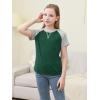imageGORLYA 2 Pack Girls Contrast Raglan Sleeve TShirt Casual Simple Basic Tee Tops with Pocket for 816YGreenmauve