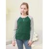 imageGORLYA 2 Pack Girls Contrast Raglan Sleeve TShirt Casual Simple Basic Tee Tops with Pocket for 816YGreenmauve Long Sleeve