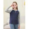 imageGORLYA 2 Pack Girls Contrast Raglan Sleeve TShirt Casual Simple Basic Tee Tops with Pocket for 816YNavyyellow Long Sleeve