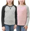 imageGORLYA 2 Pack Girls Contrast Raglan Sleeve TShirt Casual Simple Basic Tee Tops with Pocket for 816YGraypink Long Sleeve