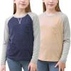 imageGORLYA 2 Pack Girls Contrast Raglan Sleeve TShirt Casual Simple Basic Tee Tops with Pocket for 816YNavyyellow Long Sleeve