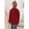 imageGORLYA Girls Hoodie Sweatshirt Solid Full Zip Jacket Casual Classic Tops for 414TWine Red
